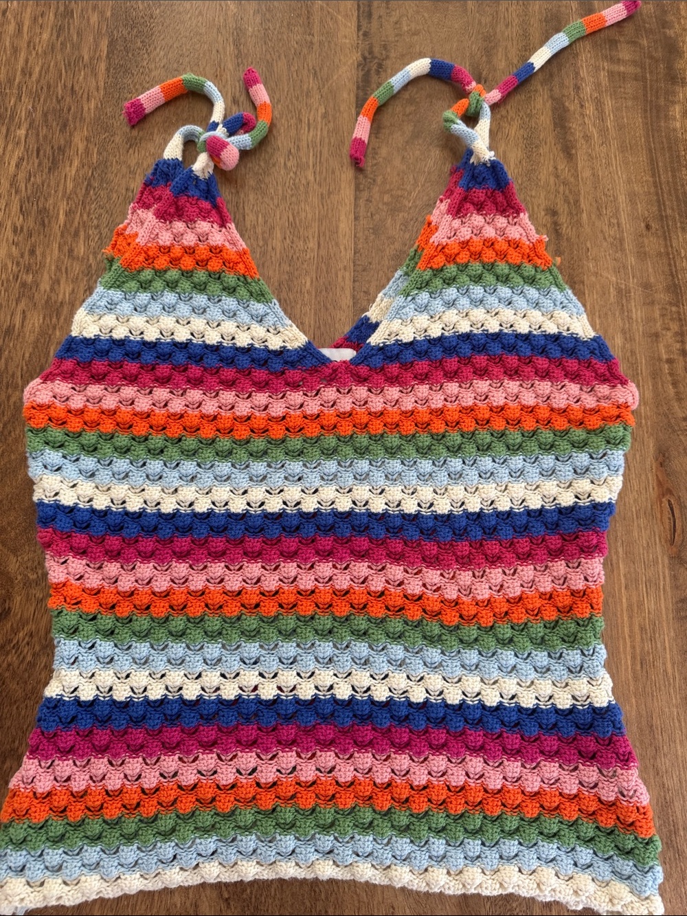 FRNCH Multicolor Crochet Halter Tank Top